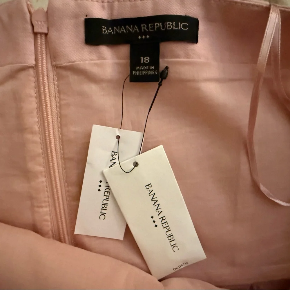 NWT Banana Republic Cotton-Linen Knee-Length Dress Light Pink Size 18 - Picture 6 of 10